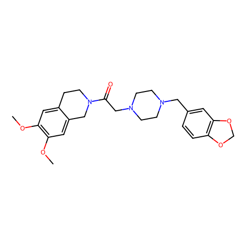2-(4-(benzo[d][1,3]dioxol-5-ylmethyl)piperazin-1-yl)-1-(6,7-dimethoxy-3,4-dihydroisoquinolin-2(1H)-yl)ethanone structure