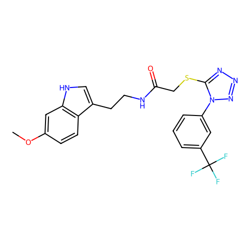 N-[2-(6-methoxy-1H-indol-3-yl)ethyl]-2-({1-[3-(trifluoromethyl)phenyl]-1H-tetrazol-5-yl}sulfanyl)acetamide structure