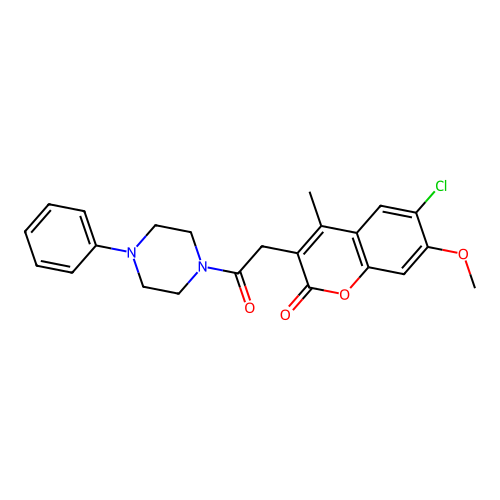 6-chloro-7-methoxy-4-methyl-3-[2-oxo-2-(4-phenylpiperazin-1-yl)ethyl]chromen-2-one structure