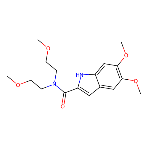 5,6-dimethoxy-N,N-bis(2-methoxyethyl)-1H-indole-2-carboxamide structure