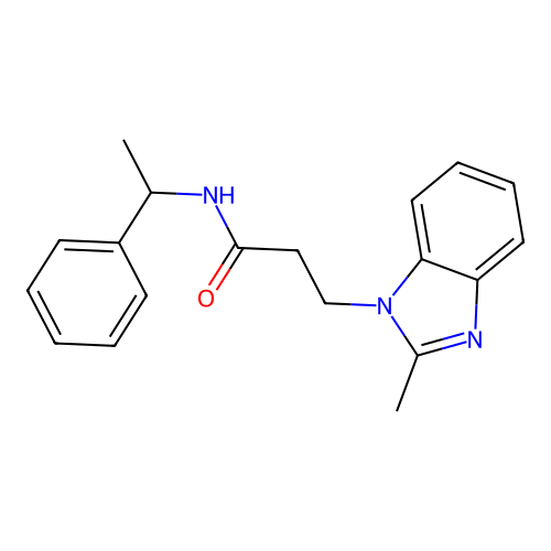 3-(2-methyl-1H-benzimidazol-1-yl)-N-(1-phenylethyl)propanamide structure