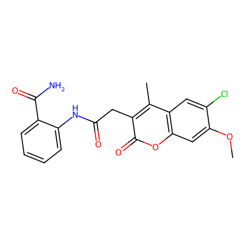 2-[[2-(6-Chloro-7-methoxy-4-methyl-2-oxochromen-3-yl)acetyl]amino]benzamide structure
