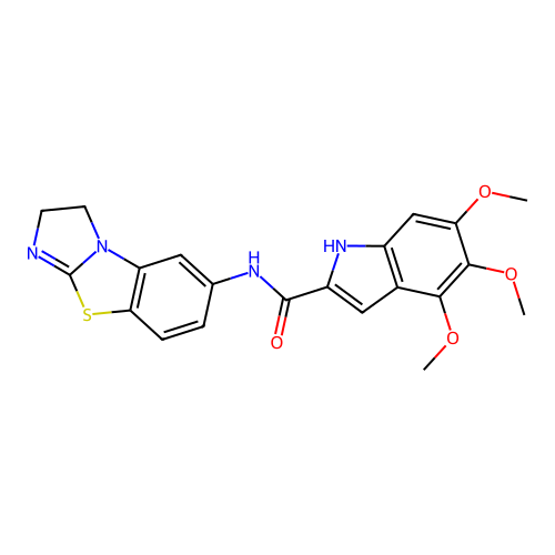 N-(1,2-dihydroimidazo[2,1-b][1,3]benzothiazol-7-yl)-4,5,6-trimethoxy-1H-indole-2-carboxamide structure