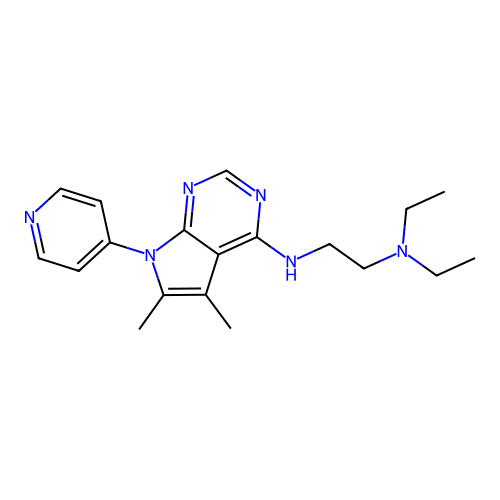 N-(5,6-dimethyl-7-pyridin-4-ylpyrrolo[2,3-d]pyrimidin-4-yl)-N',N'-diethylethane-1,2-diamine structure