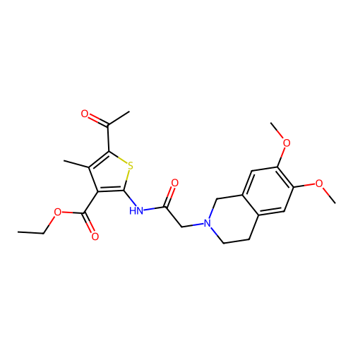 ethyl 5-acetyl-2-(2-(6,7-dimethoxy-3,4-dihydroisoquinolin-2(1H)-yl)acetamido)-4-methylthiophene-3-carboxylate structure