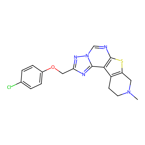 2-((4-chlorophenoxy)methyl)-9-methyl-8,9,10,11-tetrahydropyrido[4',3':4,5]thieno[3,2-e][1,2,4]triazolo[1,5-c]pyrimidine structure