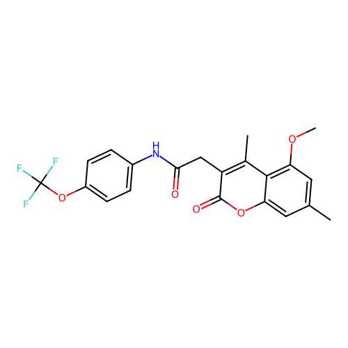 2-(5-methoxy-4,7-dimethyl-2-oxo-2H-chromen-3-yl)-N-(4-(trifluoromethoxy)phenyl)acetamide structure