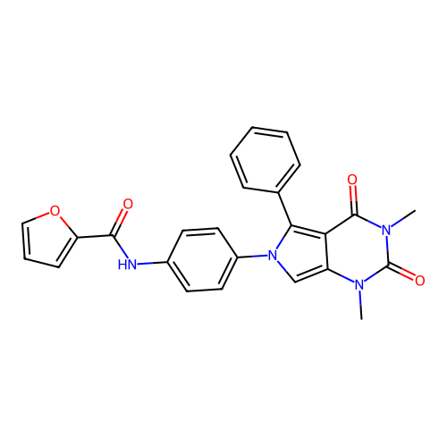 N-(4-(1,3-dimethyl-2,4-dioxo-5-phenyl-3,4-dihydro-1H-pyrrolo[3,4-d]pyrimidin-6(2H)-yl)phenyl)furan-2-carboxamide structure
