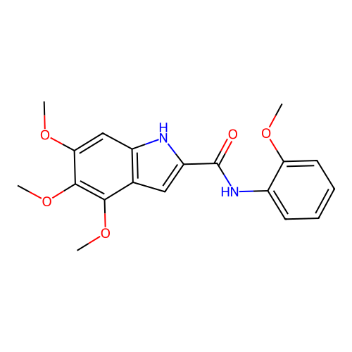 4,5,6-trimethoxy-N-(2-methoxyphenyl)-1H-indole-2-carboxamide structure