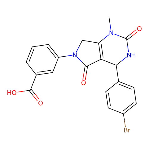 3-[4-(4-bromophenyl)-1-methyl-2,5-dioxo-1,2,3,4,5,7-hexahydro-6H-pyrrolo[3,4-d]pyrimidin-6-yl]benzoic acid structure