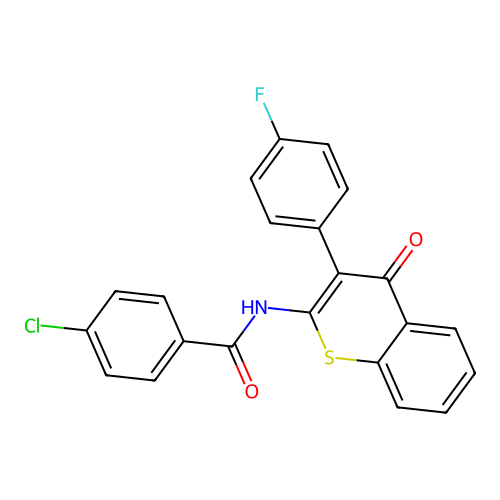 4-chloro-N-(3-(4-fluorophenyl)-4-oxo-4H-thiochromen-2-yl)benzamide structure