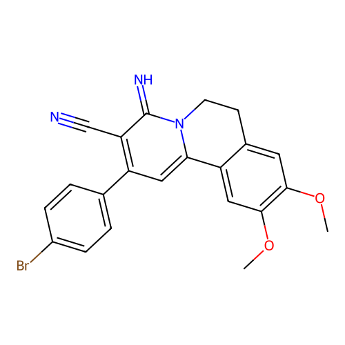 2-(4-bromophenyl)-4-imino-9,10-dimethoxy-6,7-dihydro-4H-pyrido[2,1-a]isoquinoline-3-carbonitrile structure