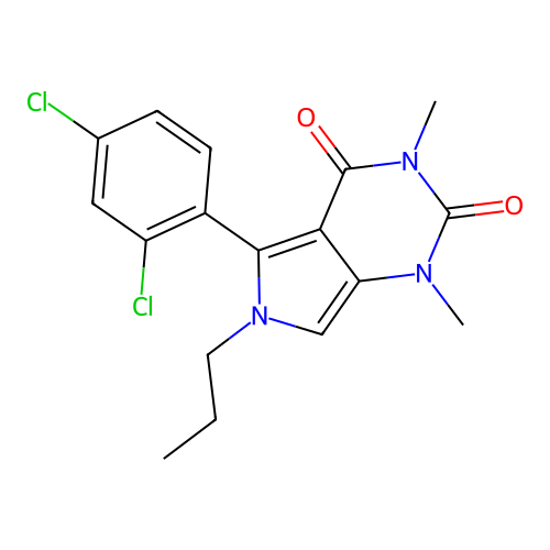 5-(2,4-dichlorophenyl)-1,3-dimethyl-6-propyl-1H-pyrrolo[3,4-d]pyrimidine-2,4(3H,6H)-dione structure