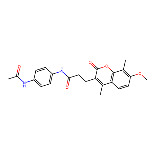 N-(4-acetamidophenyl)-3-(7-methoxy-4,8-dimethyl-2-oxo-2H-chromen-3-yl)propanamide structure