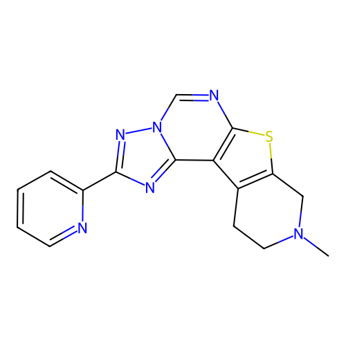9-methyl-2-(pyridin-2-yl)-8,9,10,11-tetrahydropyrido[4',3':4,5]thieno[3,2-e][1,2,4]triazolo[1,5-c]pyrimidine structure
