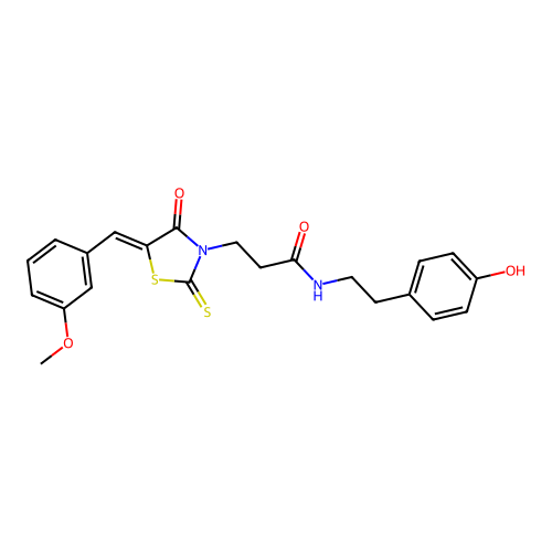 N-[2-(4-hydroxyphenyl)ethyl]-3-[(5Z)-5-(3-methoxybenzylidene)-4-oxo-2-thioxo-1,3-thiazolidin-3-yl]propanamide structure
