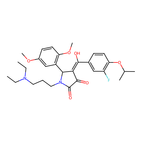 (4E)-1-[3-(diethylamino)propyl]-5-(2,5-dimethoxyphenyl)-4-[(3-fluoro-4-propan-2-yloxyphenyl)-hydroxymethylidene]pyrrolidine-2,3-dione structure