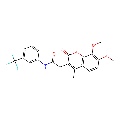 2-(7,8-dimethoxy-4-methyl-2-oxo-2H-chromen-3-yl)-N-(3-(trifluoromethyl)phenyl)acetamide structure
