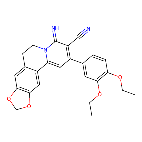 2-(3,4-diethoxyphenyl)-4-imino-6,7-dihydro-4H-[1,3]dioxolo[4,5-g]pyrido[2,1-a]isoquinoline-3-carbonitrile structure
