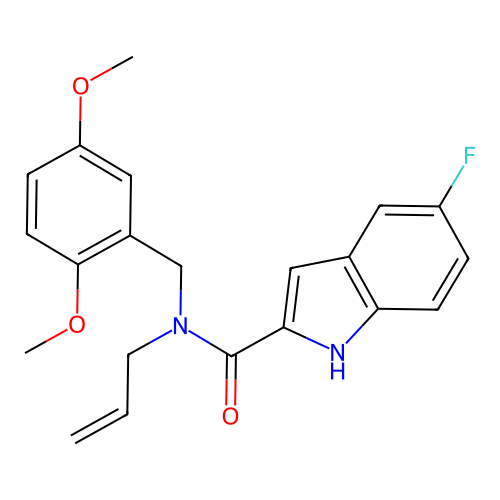 N-(2,5-dimethoxybenzyl)-5-fluoro-N-(prop-2-en-1-yl)-1H-indole-2-carboxamide structure