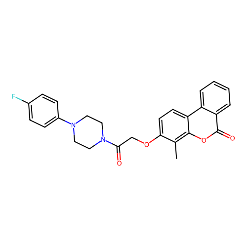 3-(2-(4-(4-fluorophenyl)piperazin-1-yl)-2-oxoethoxy)-4-methyl-6H-benzo[c]chromen-6-one structure