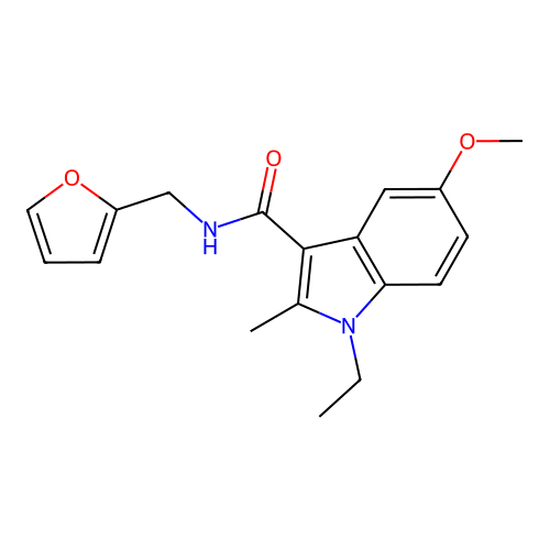1-ethyl-N-(furan-2-ylmethyl)-5-methoxy-2-methyl-1H-indole-3-carboxamide structure