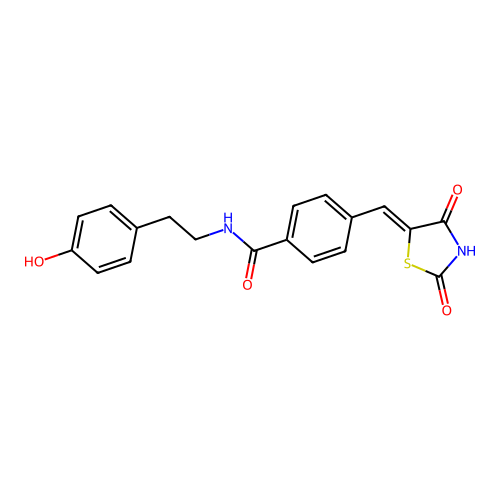 (Z)-4-((2,4-dioxothiazolidin-5-ylidene)methyl)-N-(4-hydroxyphenethyl)benzamide structure