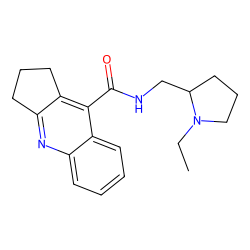 N-[(1-ethylpyrrolidin-2-yl)methyl]-2,3-dihydro-1H-cyclopenta[b]quinoline-9-carboxamide structure