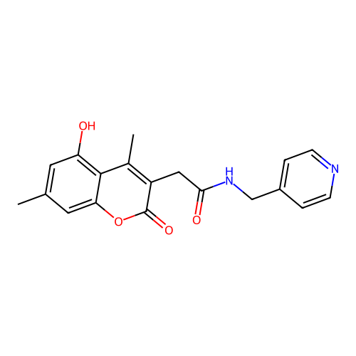 2-(5-hydroxy-4,7-dimethyl-2-oxo-2H-chromen-3-yl)-N-(pyridin-4-ylmethyl)acetamide structure