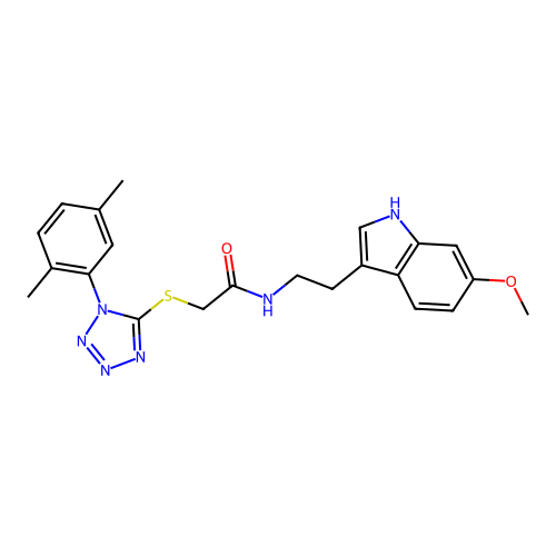 2-[1-(2,5-dimethylphenyl)tetrazol-5-yl]sulfanyl-N-[2-(6-methoxy-1H-indol-3-yl)ethyl]acetamide structure