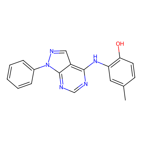 4-methyl-2-((1-phenyl-1H-pyrazolo[3,4-d]pyrimidin-4-yl)amino)phenol structure