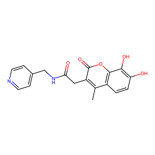 2-(7,8-dihydroxy-4-methyl-2-oxo-2H-chromen-3-yl)-N-(pyridin-4-ylmethyl)acetamide structure