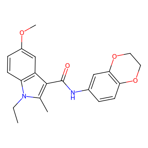 N-(2,3-dihydro-1,4-benzodioxin-6-yl)-1-ethyl-5-methoxy-2-methyl-1H-indole-3-carboxamide structure