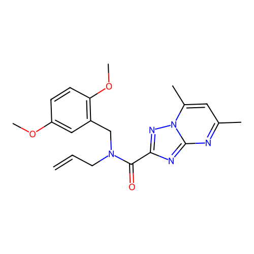 N-(2,5-dimethoxybenzyl)-5,7-dimethyl-N-(prop-2-en-1-yl)[1,2,4]triazolo[1,5-a]pyrimidine-2-carboxamide structure