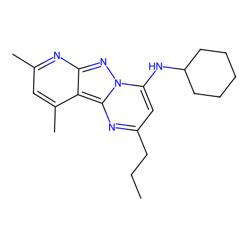 N-cyclohexyl-8,10-dimethyl-2-propylpyrido[2',3':3,4]pyrazolo[1,5-a]pyrimidin-4-amine structure