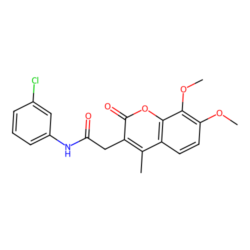 N-(3-chlorophenyl)-2-(7,8-dimethoxy-4-methyl-2-oxo-2H-chromen-3-yl)acetamide structure