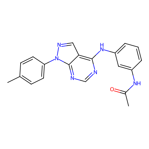 N-[3-[[1-(4-methylphenyl)pyrazolo[3,4-d]pyrimidin-4-yl]amino]phenyl]acetamide structure