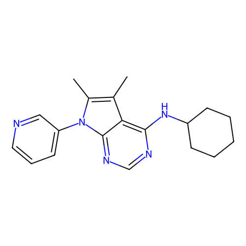 N-cyclohexyl-5,6-dimethyl-7-pyridin-3-ylpyrrolo[2,3-d]pyrimidin-4-amine structure