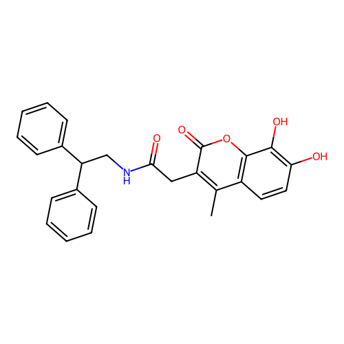 2-(7,8-dihydroxy-4-methyl-2-oxo-2H-chromen-3-yl)-N-(2,2-diphenylethyl)acetamide structure