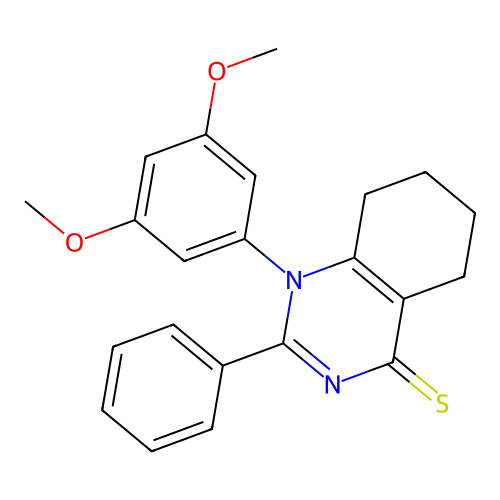 1-(3,5-dimethoxyphenyl)-2-phenyl-5,6,7,8-tetrahydroquinazoline-4(1H)-thione structure