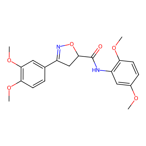 N-(2,5-dimethoxyphenyl)-3-(3,4-dimethoxyphenyl)-4,5-dihydro-1,2-oxazole-5-carboxamide structure
