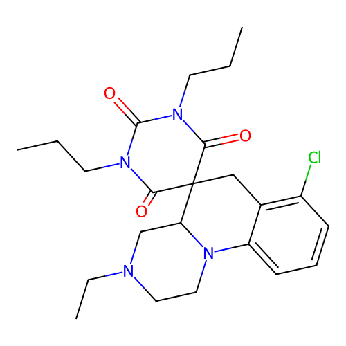 7'-chloro-3'-ethyl-1,3-dipropylspiro[1,3-diazinane-5,5'-2,4,4a,6-tetrahydro-1H-pyrazino[1,2-a]quinoline]-2,4,6-trione structure