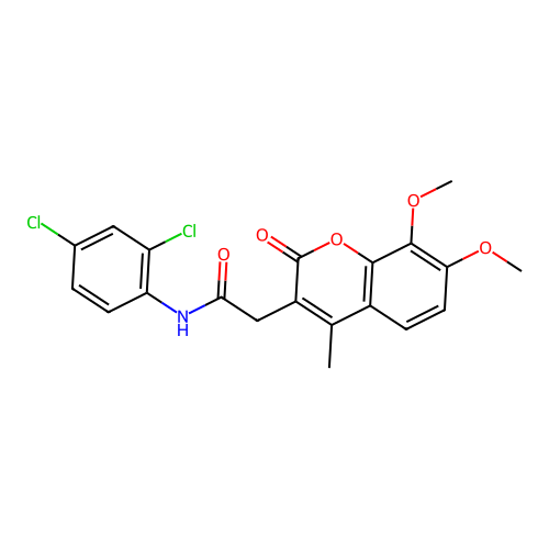 N-(2,4-dichlorophenyl)-2-(7,8-dimethoxy-4-methyl-2-oxo-2H-chromen-3-yl)acetamide structure