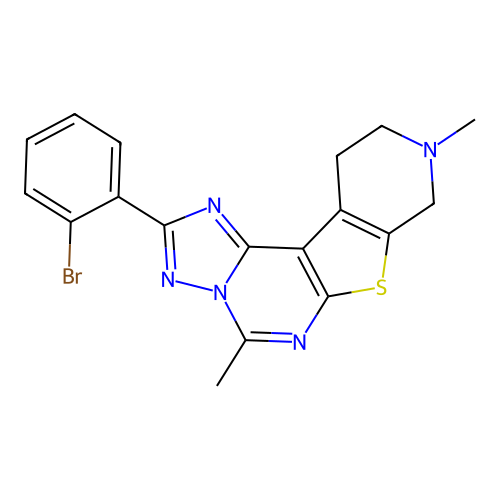 2-(2-bromophenyl)-5,9-dimethyl-8,9,10,11-tetrahydropyrido[4',3':4,5]thieno[3,2-e][1,2,4]triazolo[1,5-c]pyrimidine structure