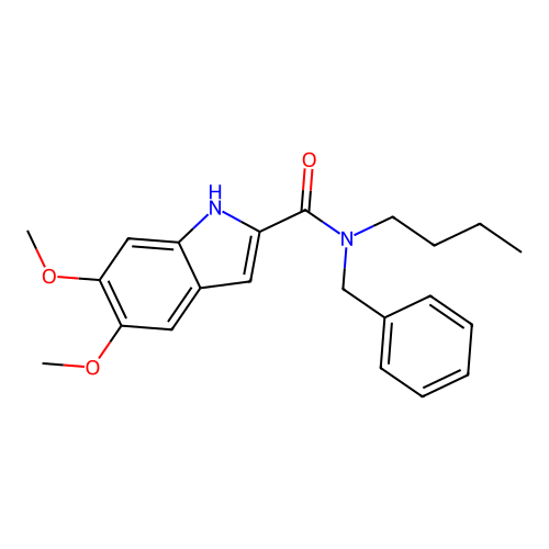 N-benzyl-N-butyl-5,6-dimethoxy-1H-indole-2-carboxamide structure