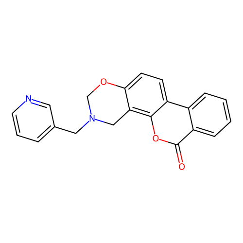 3-(pyridin-3-ylmethyl)-3,4-dihydrobenzo[3,4]chromeno[8,7-e][1,3]oxazin-6(2H)-one structure