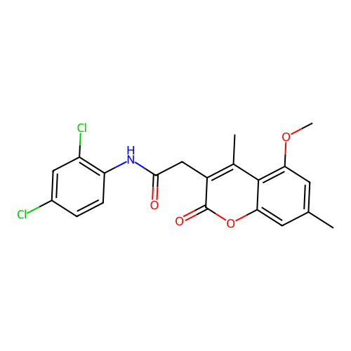 N-(2,4-dichlorophenyl)-2-(5-methoxy-4,7-dimethyl-2-oxo-2H-chromen-3-yl)acetamide structure