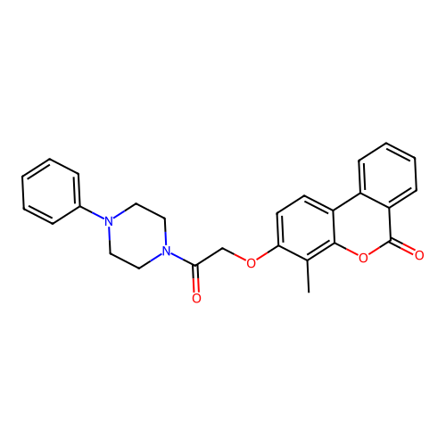 4-methyl-3-(2-oxo-2-(4-phenylpiperazin-1-yl)ethoxy)-6H-benzo[c]chromen-6-one structure