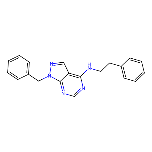 1-benzyl-N-(2-phenylethyl)-1H-pyrazolo[3,4-d]pyrimidin-4-amine structure