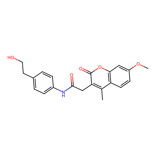 N-(4-(2-hydroxyethyl)phenyl)-2-(7-methoxy-4-methyl-2-oxo-2H-chromen-3-yl)acetamide structure